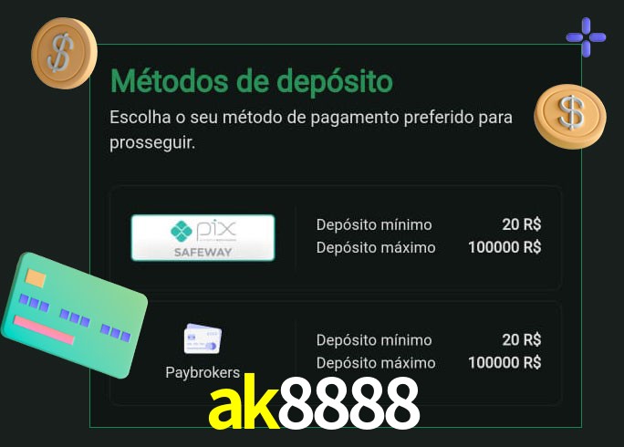 O cassino ak8888 oferece uma grande variedade de métodos de pagamento